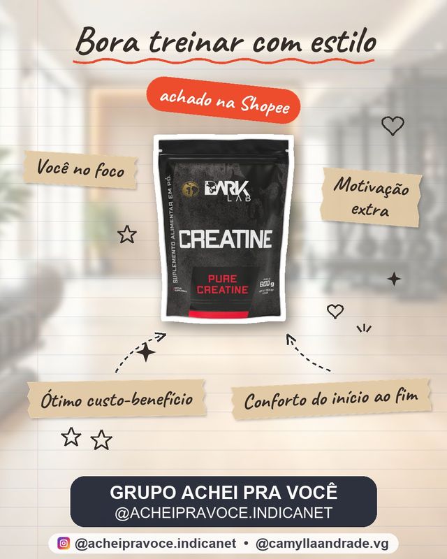 Creatina Monohidratado Pura 600g Dark Lab - 100% Pura