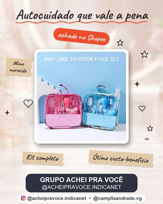 Kit 13 Higiene Cuidado Bebê Recém Nascido Essencial 13 Peças Cuidados Com O Bebê Recém Cortador Escova Cabelo Unha Pente
