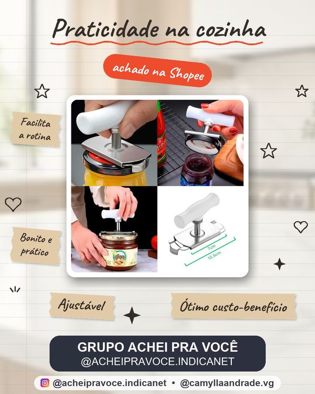 Abridor Manual Ajustável Tampa Pote Vidro Conserva Frasco (7081)
