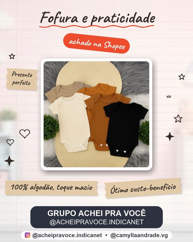 Body Liso Cores Neutras de Bebê - 100% Algodão