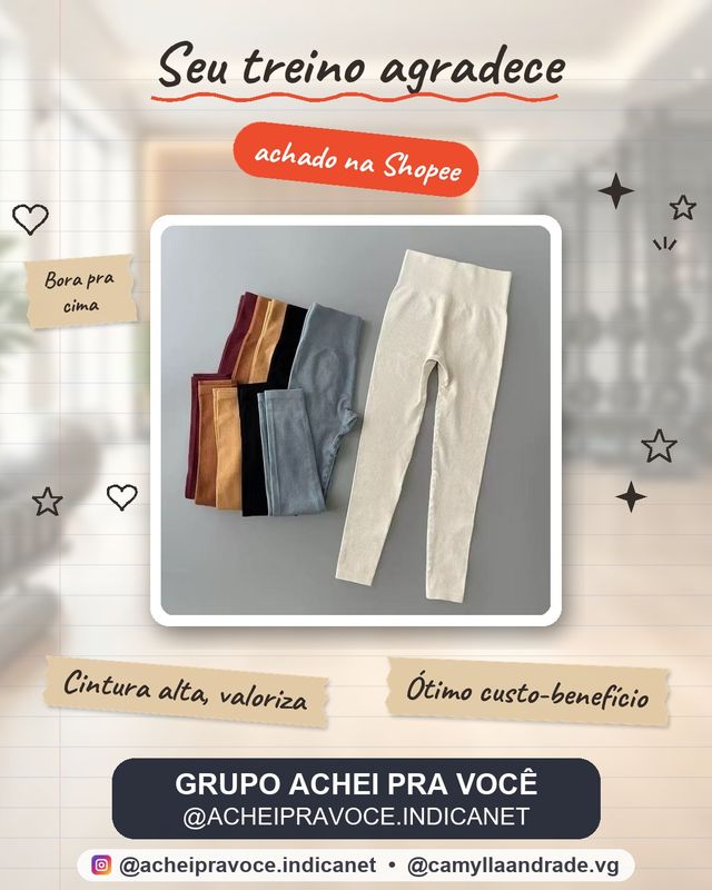 Calça Legging Push Up Canelada de Cintura Alta Sem Costura para Academia Feminina Esportiva sem Costura