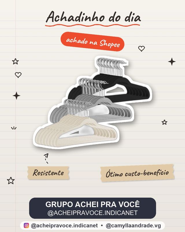 Kit Cabides Veludo Para Roupas Adulto 50 Unidades Fino Resistente
