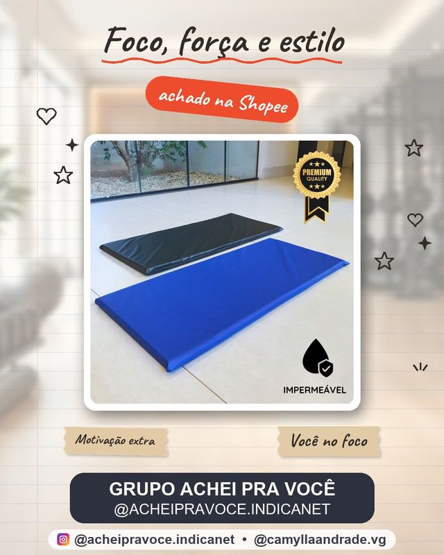 Colchonete p/ Academia Premium 90x40x3 cm Espuma Macia D23 Impermeável Compacto Fit Mat Yoga Pilates