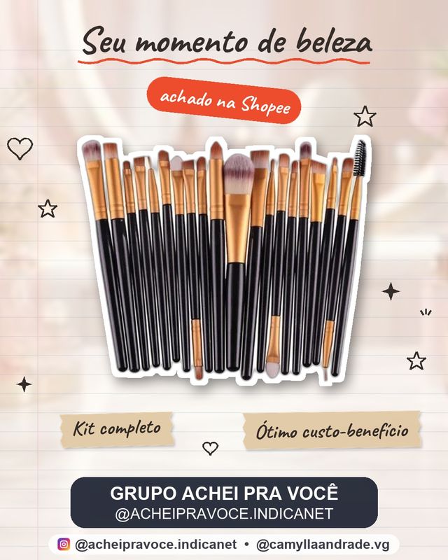 KIT 20 Pcs  Pincéis De Maquiagem