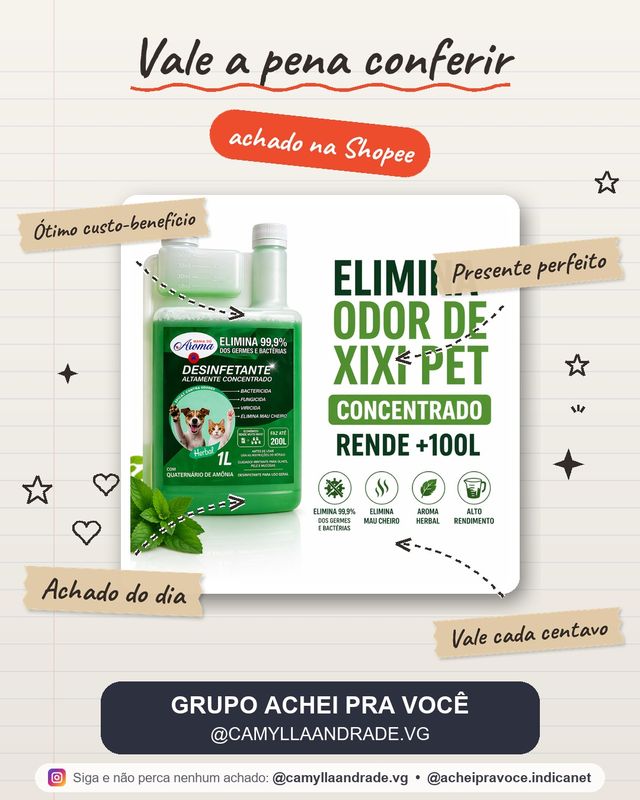 Desinfetante herbal pet concentrado 1l elimina odor xixi bactericida