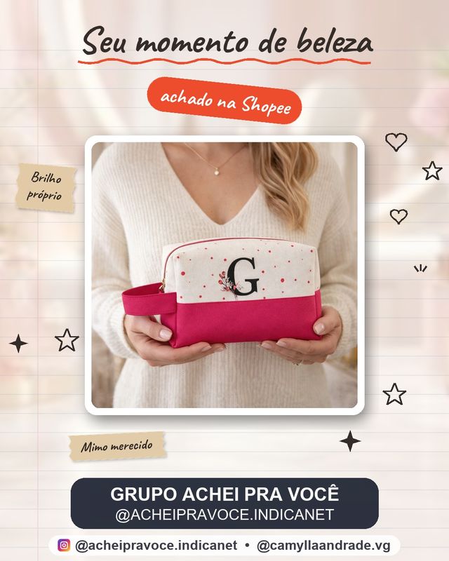 Necessaire Feminina Personalizada com Inicial Box com Alça Porta Maquiagem Bolsa Viagem