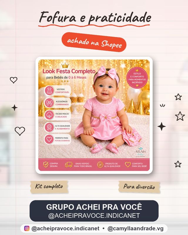 Kit Luxo Bebê Menina 4 Peças Vestido + Tiara + Sapato + Calcinha Bunda Rica Look Completo p/ Festas