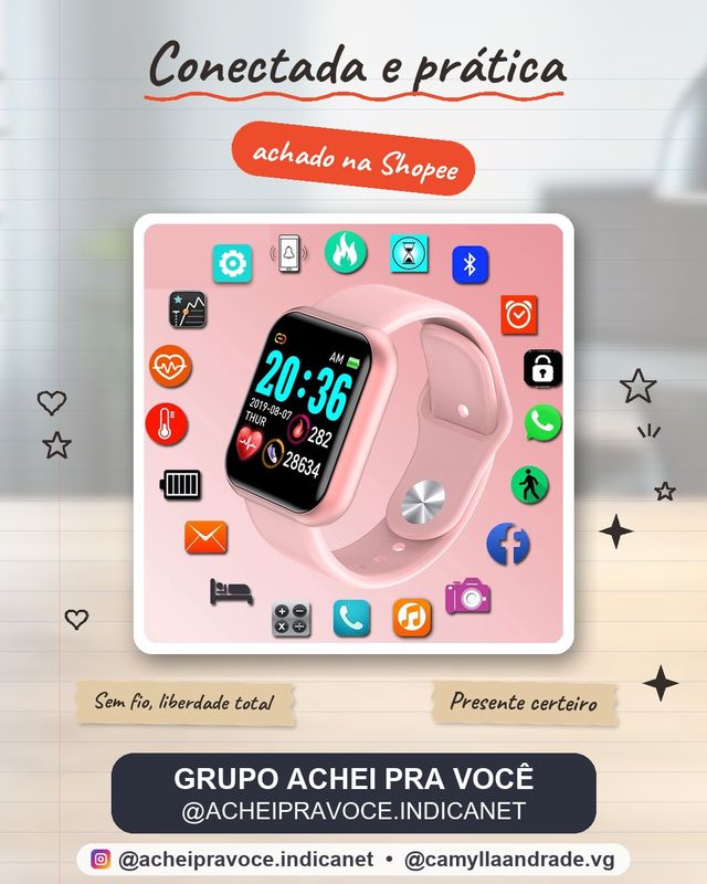 Smartwatch D20 - Relógio Inteligente y68 Esportivo Bluetooth Android/iOS - Com foto Na Tela