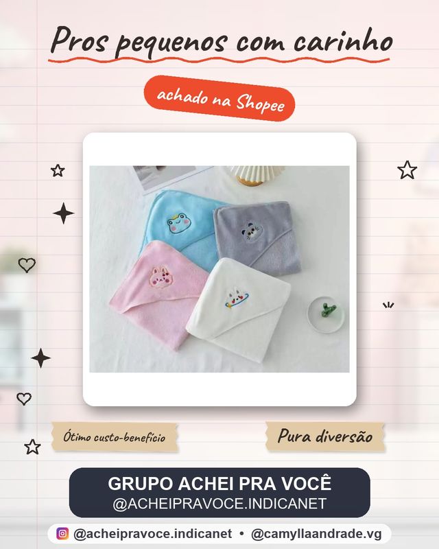 Toalha Banho Bebê Capuz Roupão Infantil Recém Nascido Criança Bichinho Bordado ABCSHOP