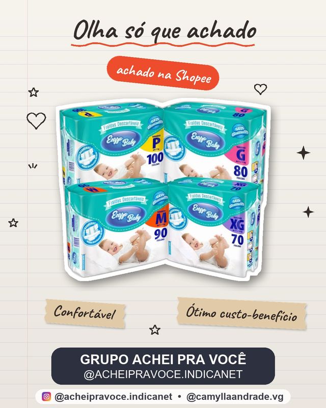 Fraldas Descartáveis Enzzo Baby Pacotão -Atacado RN /P / M/ G/ XG/ XXG - Alta Absorção Confortável .