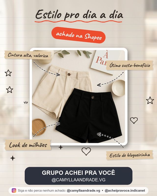 Kit 2 Short Feminino Linho  Cintura Alta com Bolsos