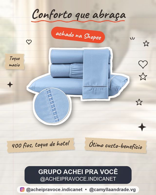 Jogo de Lençol 400 Fios Extra Macio c/ Fronhas Ponto Palito Berço Solteiro Casal Queen King 02 e 03 Peças