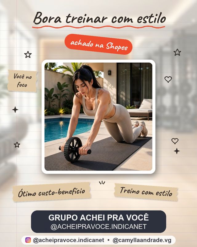 Roda Abdominal com Apoio Treino Funcional Abdômen e Academia em Casa Saúde Bem Estar Lançamento