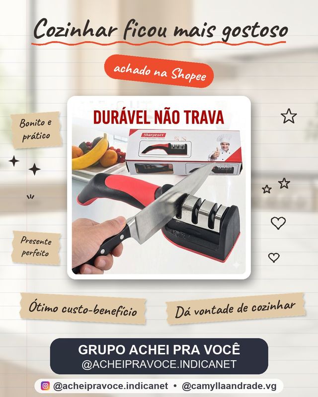 【OFERTA RELÂMPAGO】Afiador de Facas 3 Estágios | Material Aprimorado, Afiação Simples e Rápida para Cozinha e Tesouras