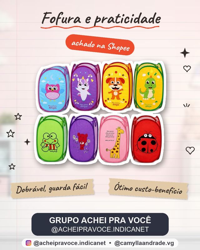Cesto Organizador Brinquedos Roupas Infantil Dobrável Criança Menino Menina Interativo