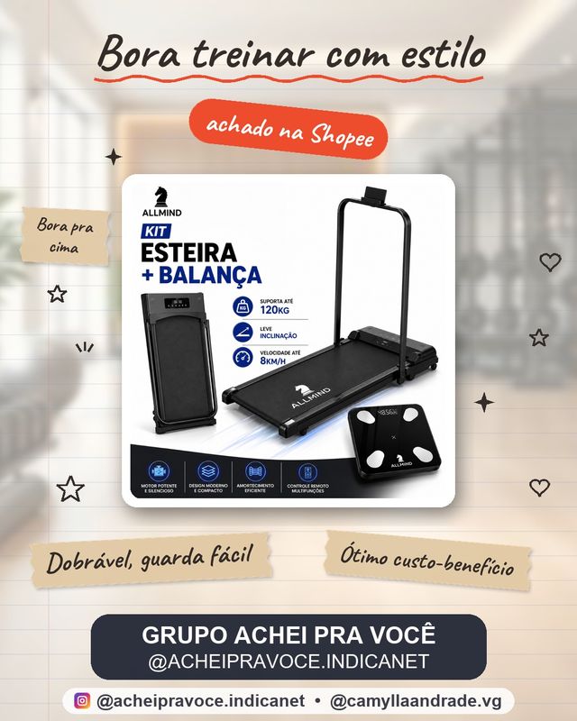 Esteira Ergometrica Elétrica Fitness 120kg 2.0HP Dobrável Portátil Com Suporte Balança E Controle