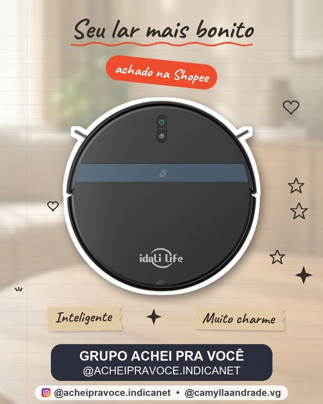 Aspirador de Pó Para Casa Robô Inteligente Com Sensores Anti- queda IDALI LIFE
