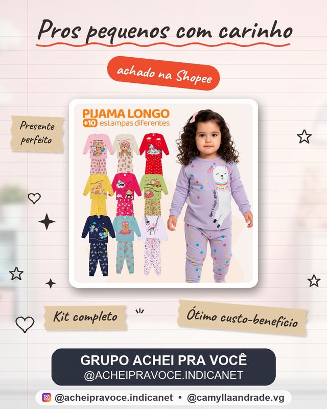 Kit Bebe 6 Peças Pijama Infantil Menina Manga Comprida Pijama Infantil longo Menina Roupa de Bebê Feminina