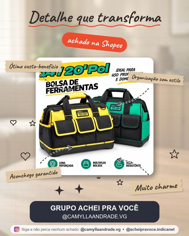 Bolsa de Ferramentas Profissional 14/20 Polegadas Multiuso Caixa de Ferramentas Maleta Organizadora Tecido Resiste