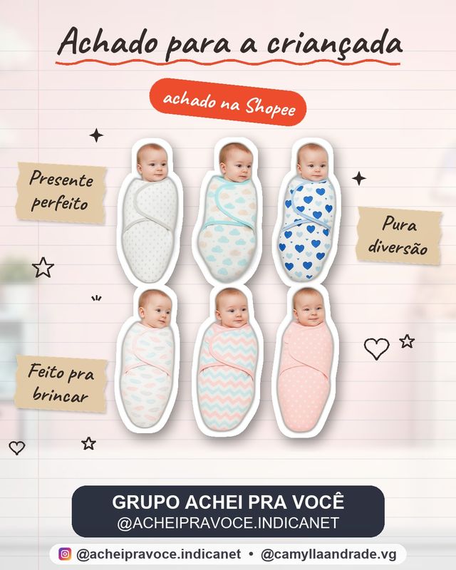 Cueiro Charutinho Swaddle Me Para Bebe Ajustavel com Velcro