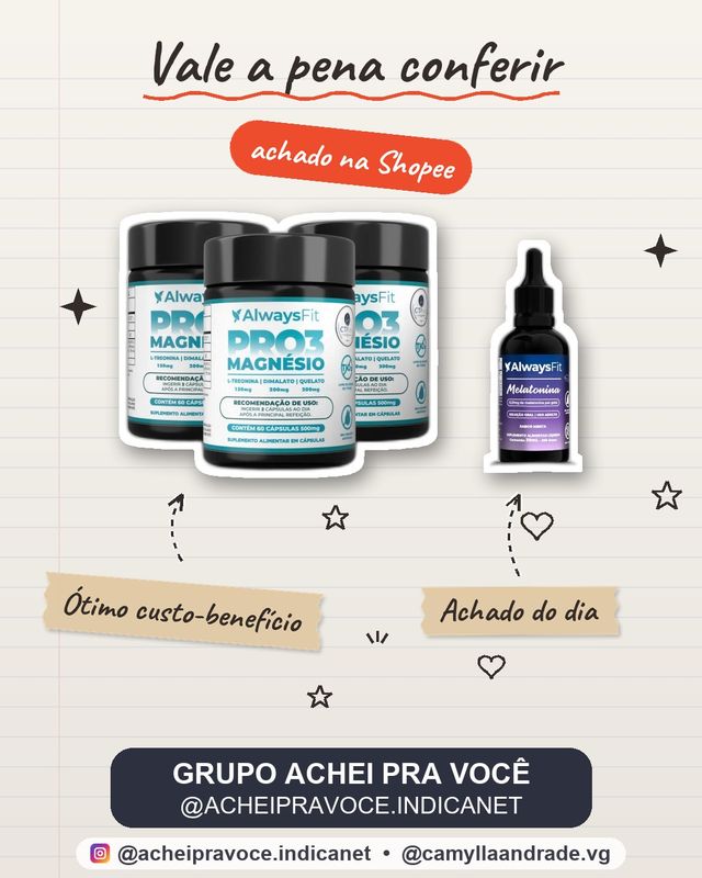 Pro3 Magnésio AlwaysFit  | Magnésio Dimalato + Magnésio Quelato + L-Treonina | 60 Cápsulas - 3 Unidades + Melatonina