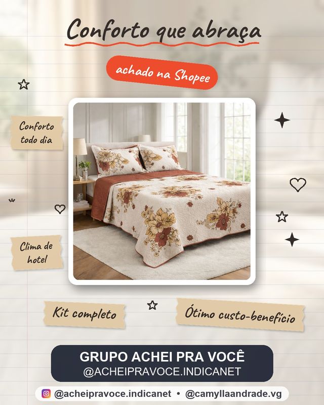 Kit Colcha Cobre Leito Estampado, Dupla Face, 3 peças, Matelado  - (Casal ou Queen)