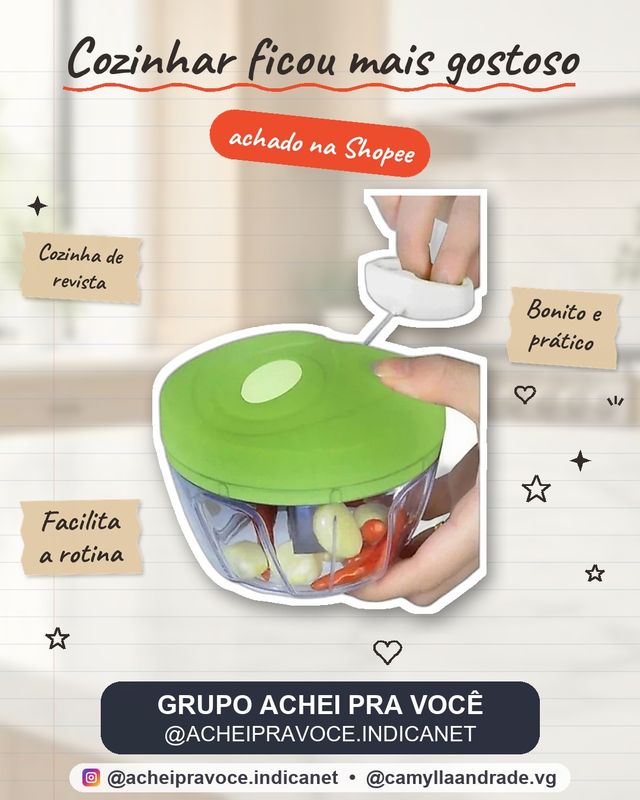 Mini Processador E Triturador De Alimentos Manual 3 Laminas 400ML1UNI