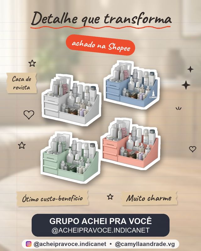 Organizador de Mesa Multiuso com Gaveta Lorben Porta Treco para Escritório Caneta Cosméticos