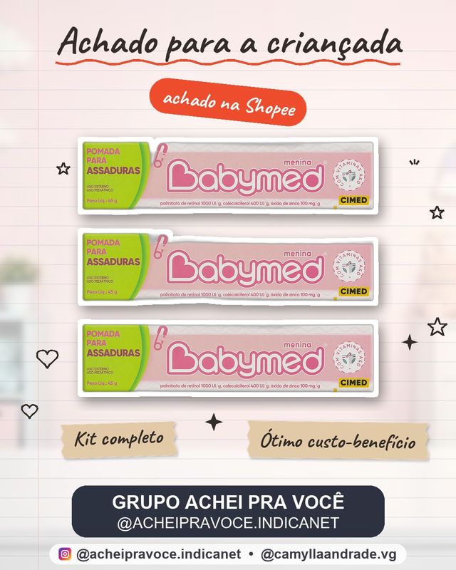 Kit 3 Pomada Assadura Babymed 45g Proteção Bebê Contra Assad
