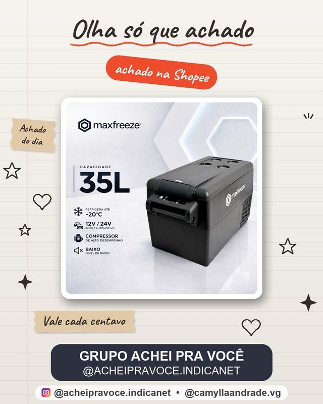 Mini Geladeira Portátil 35 Litros 12V/24V 110v/220v Caminhão Ônibus Van Camping Carro Trailer