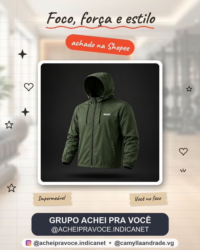Jaqueta Corta Vento Impermeável P ao G4 Plus Size UV+ Gola Alta Semi Forrada Corrida Academia