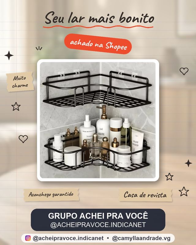 Suporte Organizador De Metal Rack De Parede Banheiro Cozinha Prateleiras Porta Shampoo