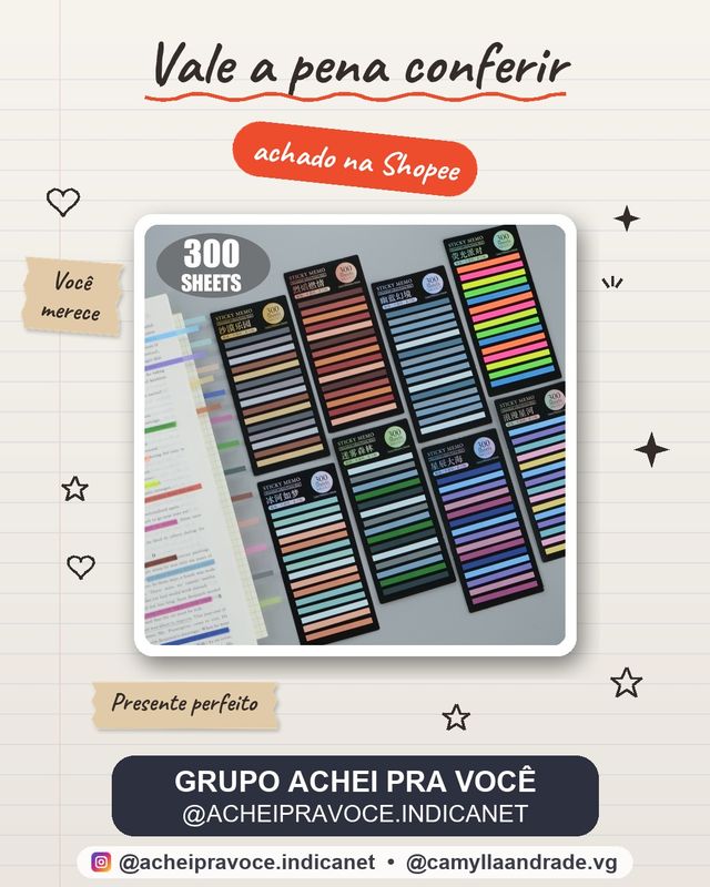 300 Folhas Notas Adesivas Auto-De Leitura Books Bookmarks Bloco De Papelaria Estética