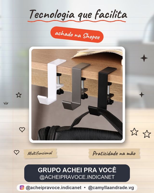 Ganchos De Fixação De Mesa Ajustáveis-Suporte De Armazenamento Multifuncional Sem Punção Lateral Destacável-Para Mochilas , Garrafas De Água , Fones De Ouvido , Chaves Rolamento De Carga Forte