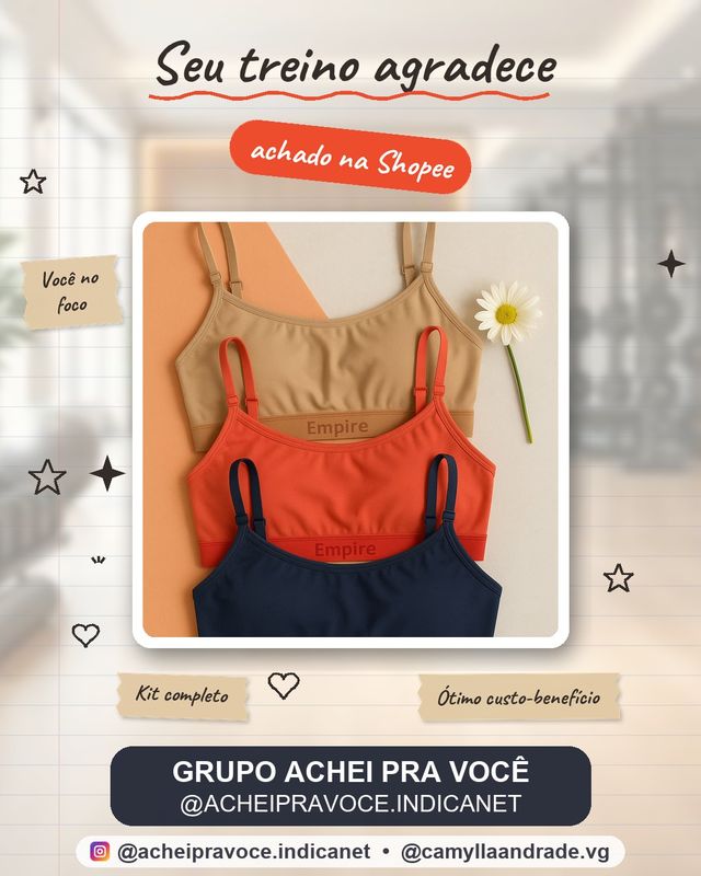 Kit 3 Top Feminino Forrado Microfibra Sutiã Top Fitness de Academia