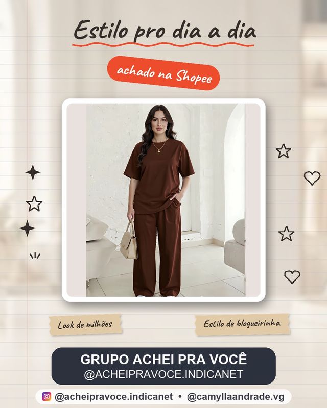 Conjunto Blusa feminina over e Calça estilo pantalona