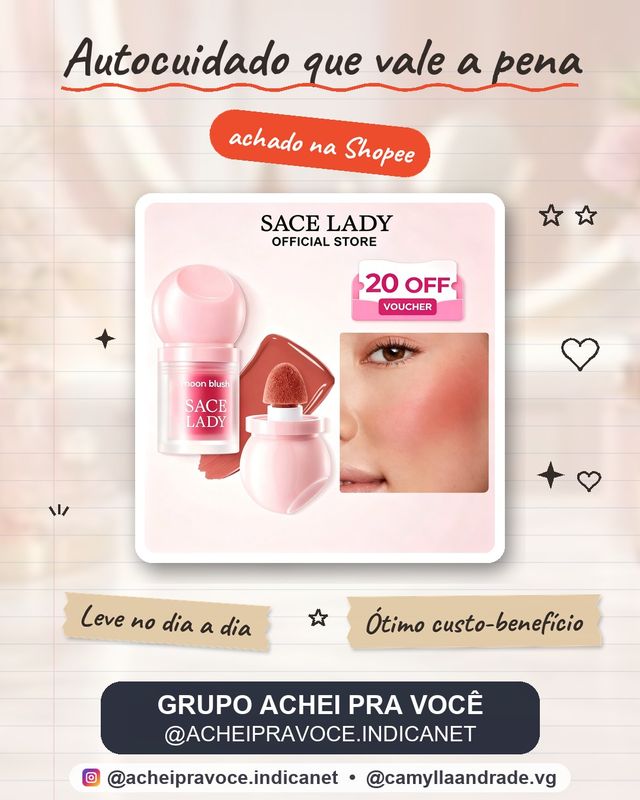Blush Liquida SACE LADY Com Pincel Flocking Bastão de Blush Leve e Sedoso