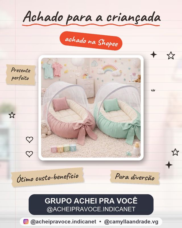 Ninho Redutor de Berço para Bebê Micro Percal 70x40 cm com Mosquiteiro Removível