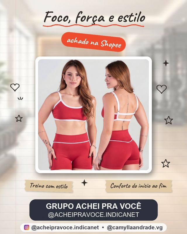 Conjunto Fitness Feminino Top e Short Academia Zero Transparencia Cós Alto Poliamida