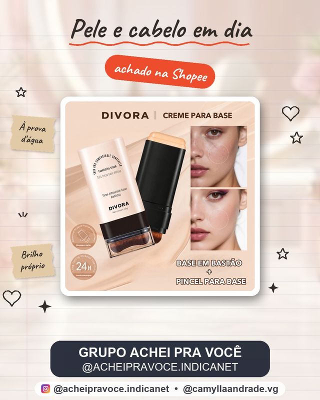 Base Coreana À Prova D'água Em Bastão Duplo Com Cobertura Alta E Longa Duração , Pincel Integrado Efeito Suave Sem Suor