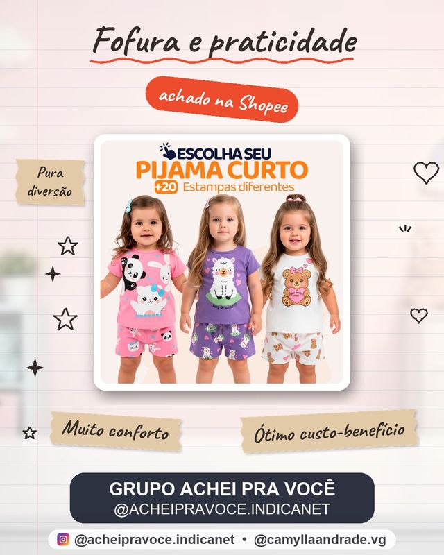 Pijama Infantil Bebê Menina Manga Curta com Estampas Fofas e Conforto Roupa para dormir Bebê Feminino Verão Calor L06