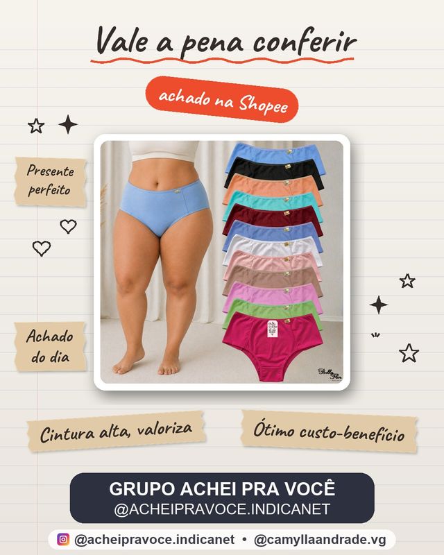 KIT Calcinha Calçola Cintura Alta Lateral Larga ZERO CULOTE Confortável Não Marca Lisa Redutora