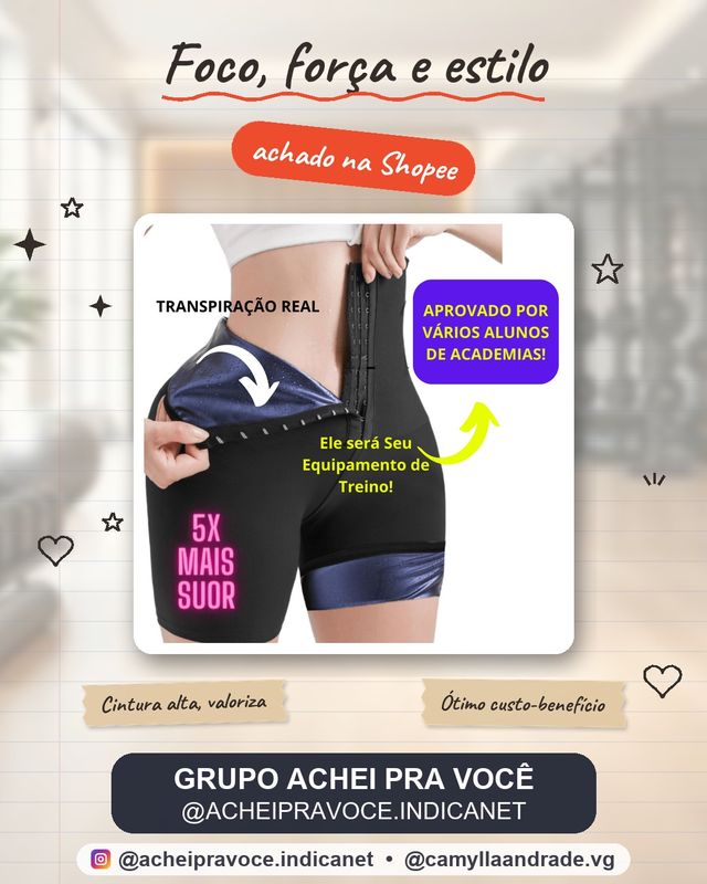 Shorts Sauna Fitness Feminino Modelador Cintura Alta para Academia e Treino