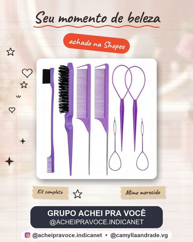 Kit Conjuntos tranças de cabelo com 8 e 9 peças, incluindo pentes e ferramentas para trançar kit 9 peças com borrifador