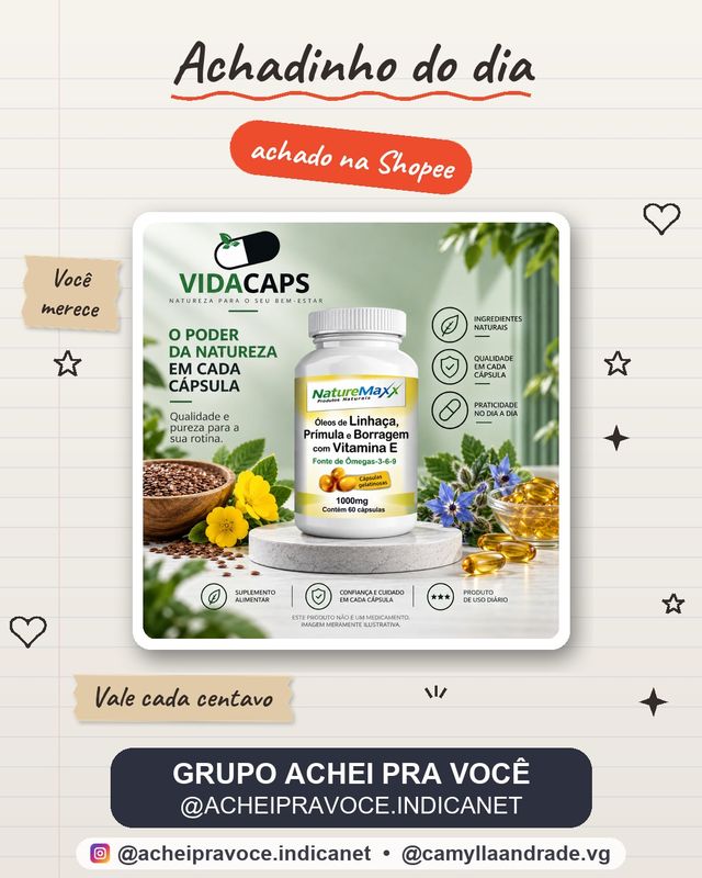 Linhaça Dourada Prímula Borragem Vitamina E Ômegas-3-6-9 ÓleoNutri Softgel 500/1000mg 60/120 Cápsulas - Suplemento