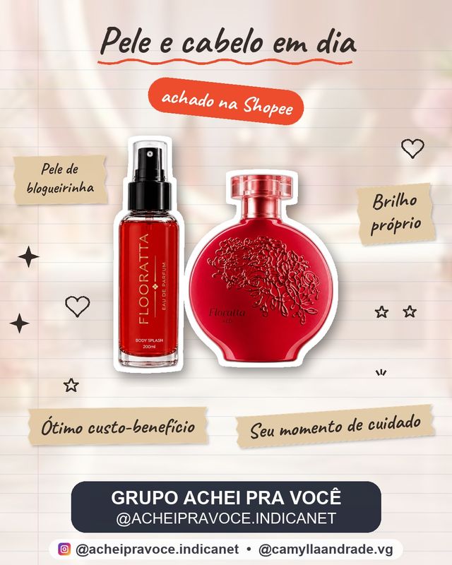 Body splash Perfume Deo Colônia Flooratta Red 200ML