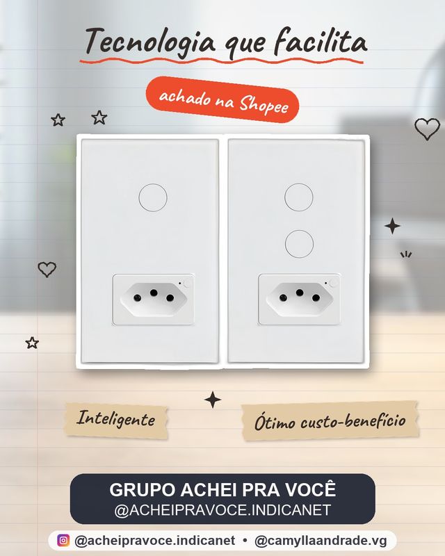 Interruptor Inteligente 1/2 Botão Com Tomada WiFi Smart Automação APROX