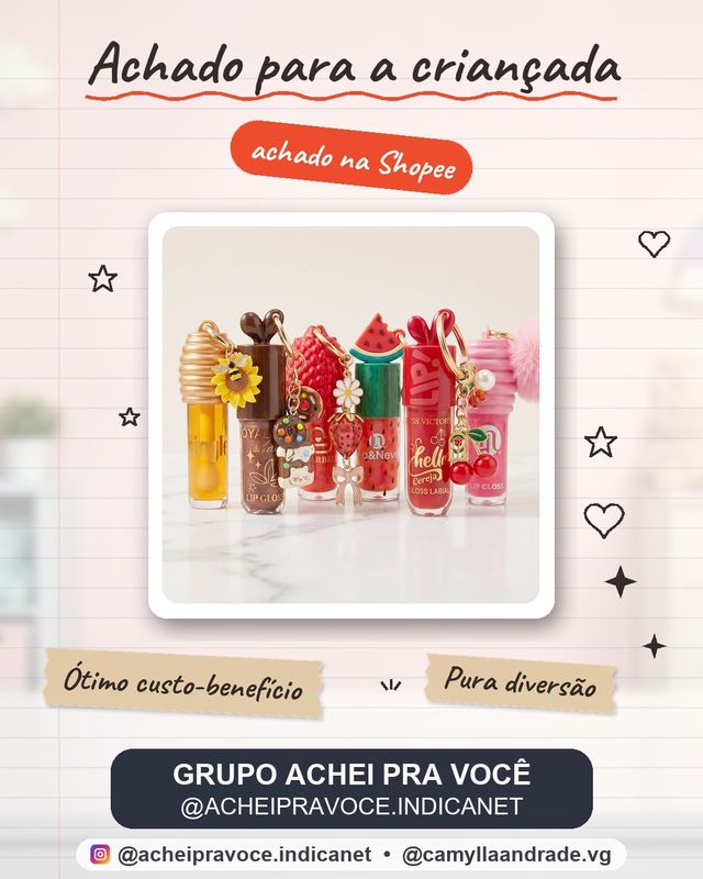 Gloss Labial com Chaveiro Fofo Lip Oil Brilho Hidratante Variados Com Cheiro Adulto Infantil