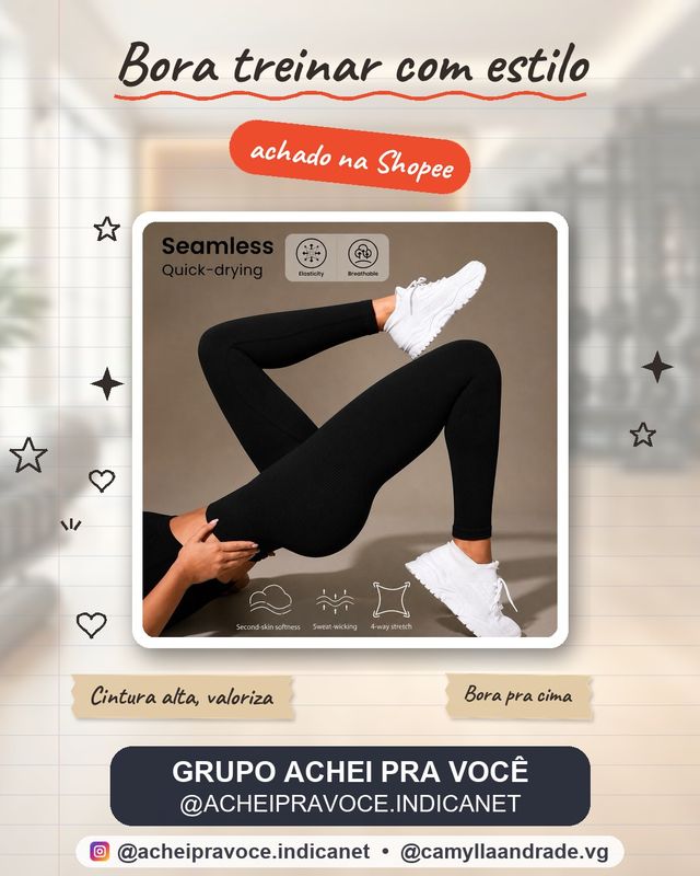 Calça Legging Levanta Bumbum Feminina Cintura Alta Esportiva Academia Fitness Yoga Corrida