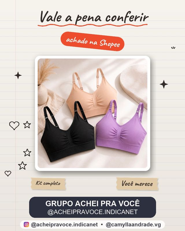 Kit Tops Sutiã Feminino Sem Costura Alça Fina Canelado com Bojo Removível